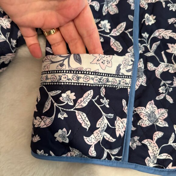 Reversible Quilted Cropped Floral Jacket Blues/White - Picture 7 of 12